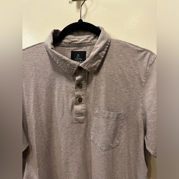 PrAna Men’s Polo Shirt Relaxed Fit Oatmeal Color , size Medium - Picture 4 of 6